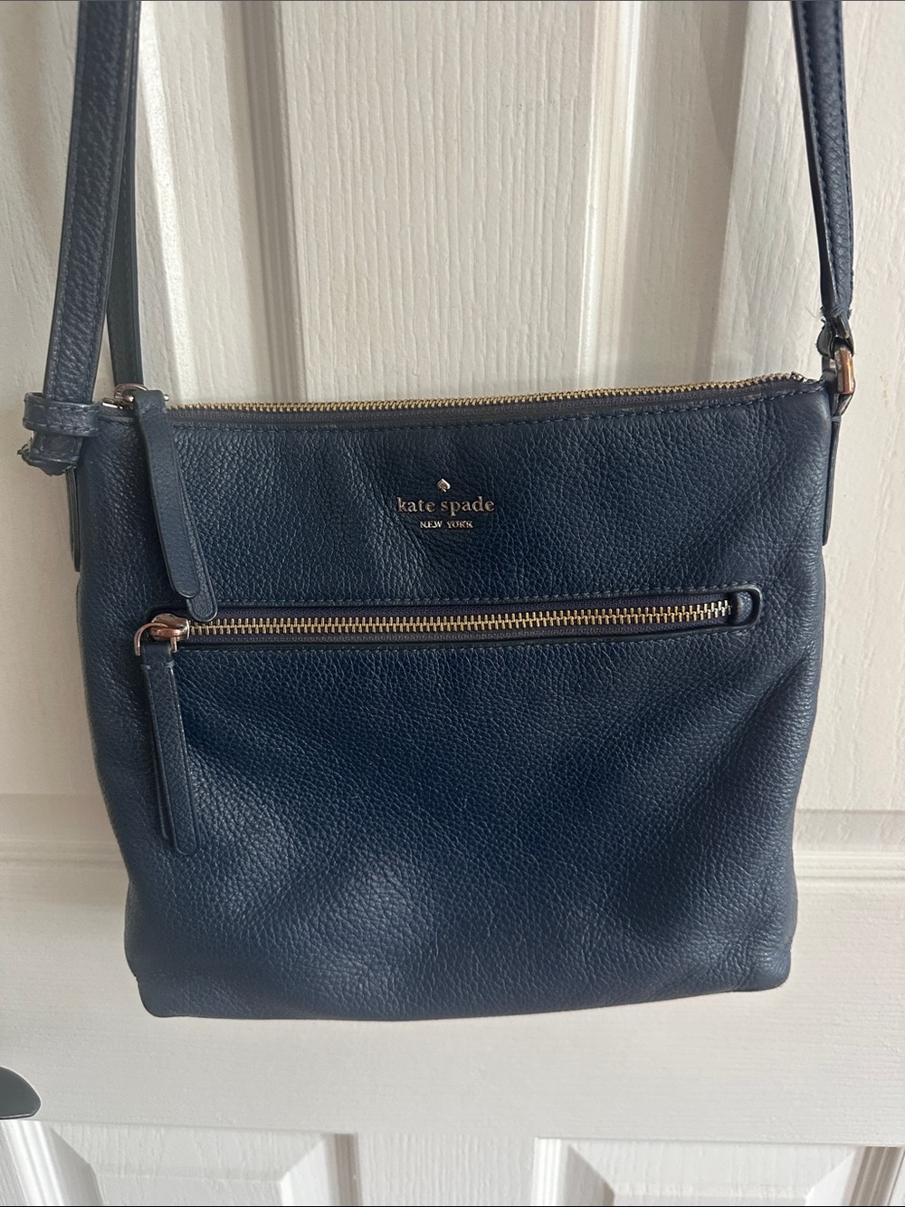 kate spade Jackson crossbody navy pebbled leather